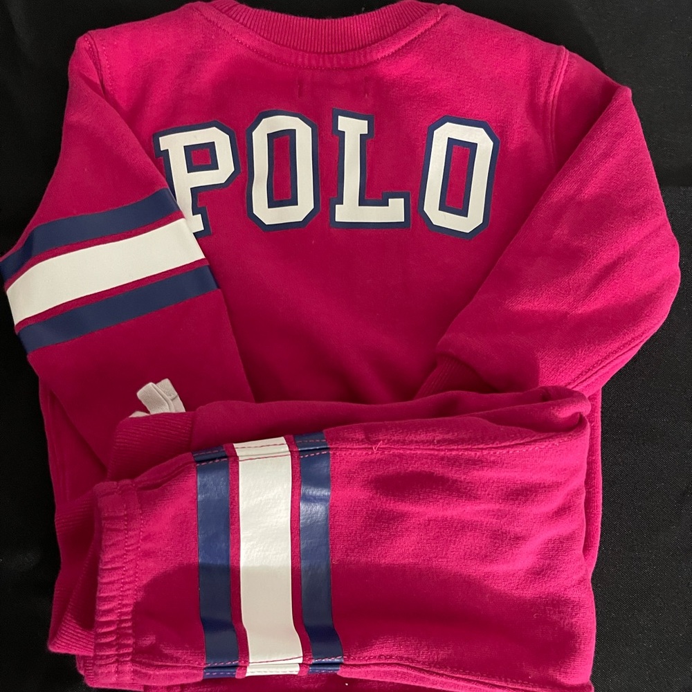 Polo, Pink and blue jogger set.